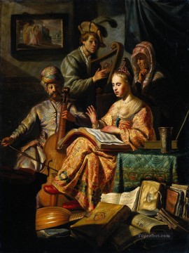 Rembrandt van Rijn Painting - Alegoría musical Rembrandt